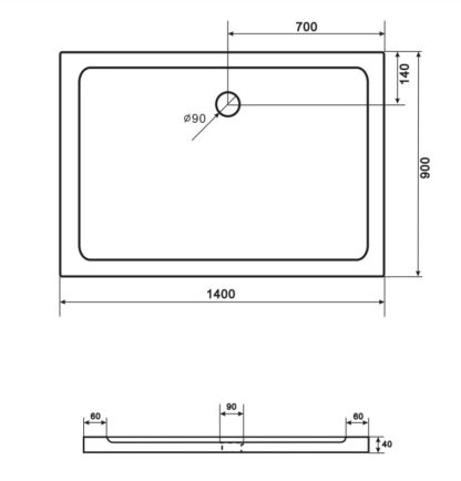 Douchebak Acryl rechthoekige 140x90x4 wit sw-40405 <font color=red>bestseller</font> - Image 3